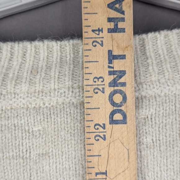 Lucky Brand Sweater XL Cream/Gray/Yellow Crewneck Fuzzy - Picture 10 of 11